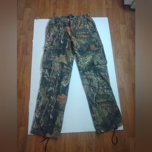 Mossy Oak Womens Pants Cargo Camo Hunting Drawstring Leg Pockets Elastic Waist M